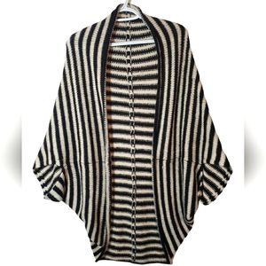 Kadence Womens Black White Boho Sweater Cardigan Size Large